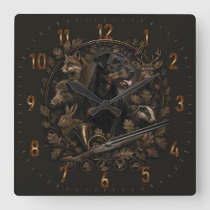 Jagdterrier-Jagdhund  Quadratische Wanduhr