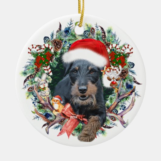Jagdterry, Frohe Weihnachten Keramik Ornament (Vorne)