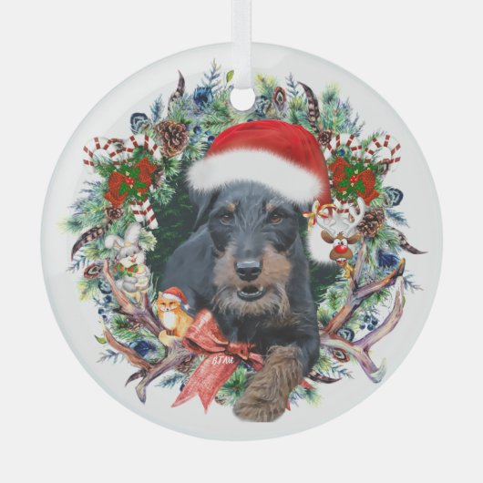 Jagdterry, Frohe Weihnachten Ornament Aus Glas (Vorderseite)