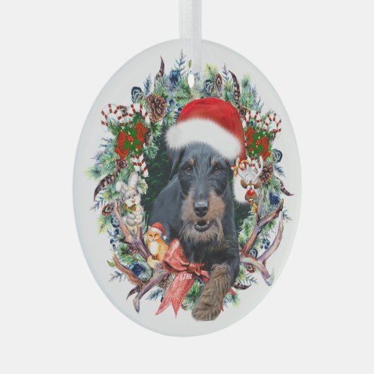 Jagdterry, Frohe Weihnachten Ornament Aus Glas (Vorderseite Rechts)