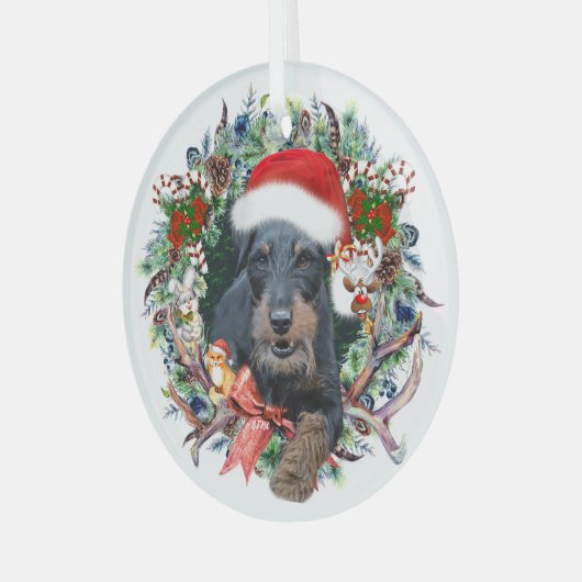 Jagdterry, Frohe Weihnachten Ornament Aus Glas (Vorderseite links)