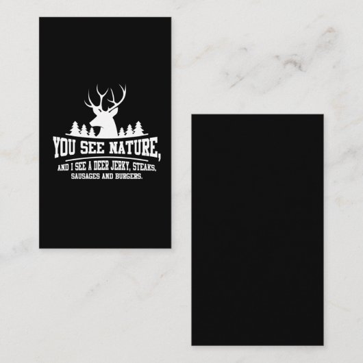 Jagdtierjäger der Hirschjagd Steaks Burger Visitenkarte (Vorne/Hinten)
