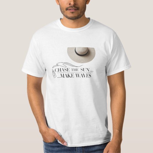 Jage die Sonne, mach Waves - Minimalistisches Beac T-Shirt (Vorderseite)