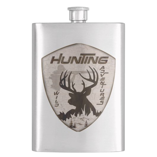 Jagen Abenteuer Quadrat Aufkleber Schlüsselanhänge Flachmann (Vorderseite)