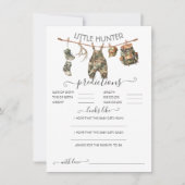 Jagen Camouflage Clothesline Baby Predictions Game Einladung (Vorderseite)