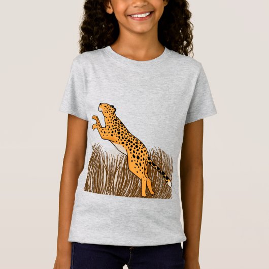 Jagen Cheetah Frauen Männer Teens Grau T-Shirt (Vorderseite)