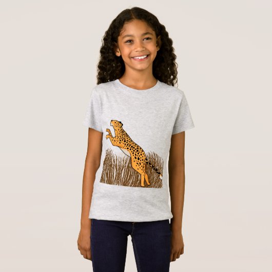 Jagen Cheetah Frauen Männer Teens Grau T-Shirt (Vorne ganz)