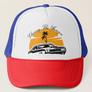 Jagen der Vintagen Muskelkarosserie des Horizonts Truckerkappe