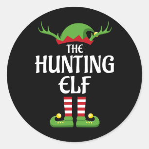Jagen Elf Familie Matching Gruppe Weihnachten Runder Aufkleber