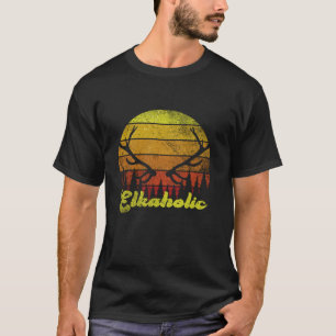 Jagen Elkaholische Jäger Retro Men Wilderness Hun T-Shirt