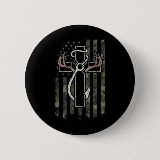 Jagen Fischen Glaube - Christlicher Jäger Fischer Button (Vorderseite)