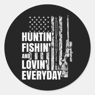 Jagen Fischen Love Alltag American Deer Hunt Runder Aufkleber