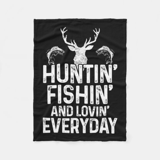 Jagen Fischen Love Alltag Funny Hunter Fishe Fleecedecke (Vorderseite)