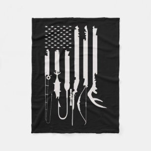 Jagen Fischen US Flag American Themed Deco Fleecedecke