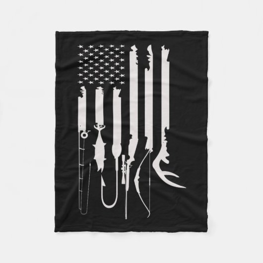 Jagen Fischen US Flag American Themed Deco Fleecedecke (Vorderseite)
