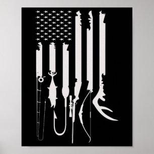 Jagen Fischen US Flag American Themed Deco Poster
