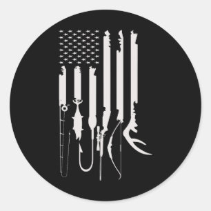 Jagen Fischen US Flag American Themed Deco Runder Aufkleber