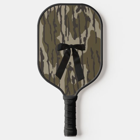 Jagen Girl Camouflage Black Bow Ribbon Pickleball Schläger (Vorderseite)