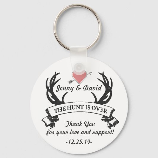 "Jagen ist vorbei" Personalisierte Schlüsselring-G Schlüsselanhänger (Vorderseite)