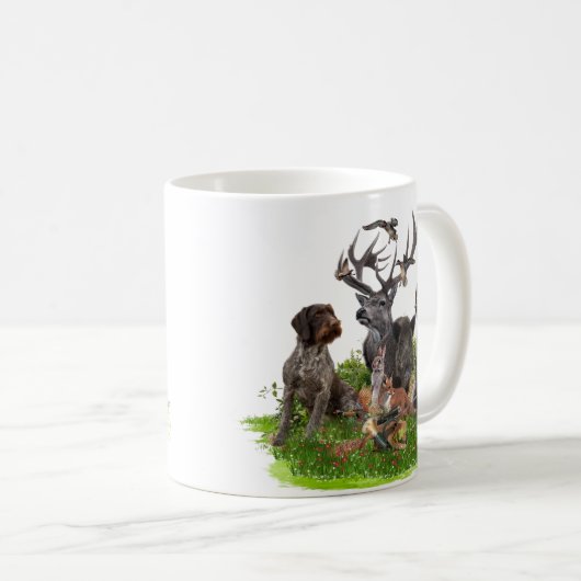 Jagen mit deutschem Drahthaar-Bindeband P Kaffeetasse (VorderseiteRechts)