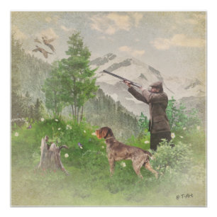Jagen mit deutschem Drahthaar-Pointer-Tapestry Poster
