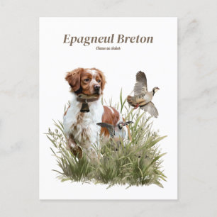 Jagen mit einem Bretagne-Hund, Kunst Feiertagspostkarte