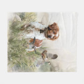 Jagen mit einem Bretagne-Hund, Kunst Fleecedecke (Vorderseite (Horizontal))