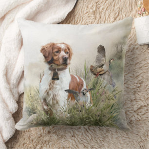 Jagen mit einem Bretagne-Hund, Kunst Kissen