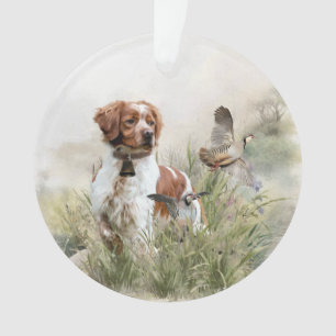 Jagen mit einem Bretagne-Hund, Kunst Ornament