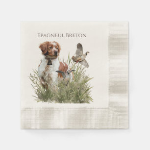 Jagen mit einem Bretagne-Hund, Kunst Serviette