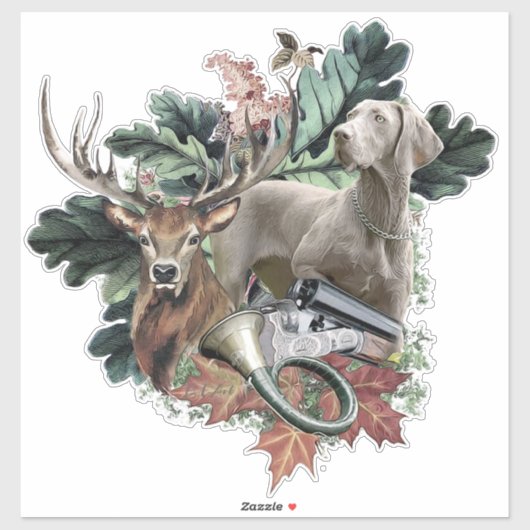 Jagen mit einem Weimaraner, "Grauer Geist" Aufkleber (Blatt)