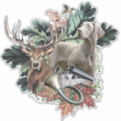 Jagen mit einem Weimaraner, "Grauer Geist" Aufkleber (Vorderseite)