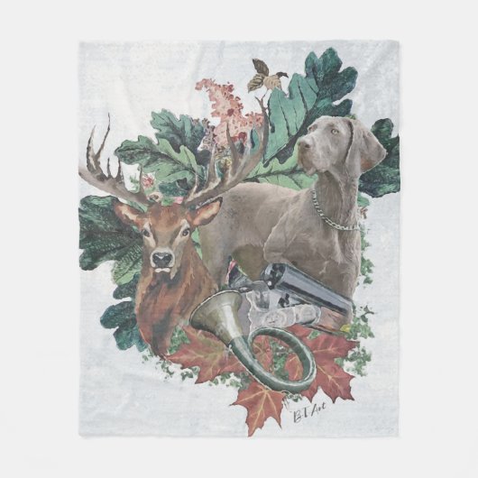 Jagen mit einem Weimaraner, "Grauer Geist" Fleecedecke (Vorderseite)