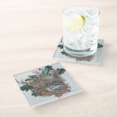 Jagen mit einem Weimaraner, "Grauer Geist" Glasuntersetzer (Schrägansicht)