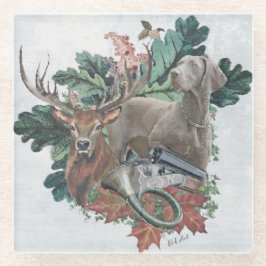 Jagen mit einem Weimaraner, "Grauer Geist" Glasuntersetzer