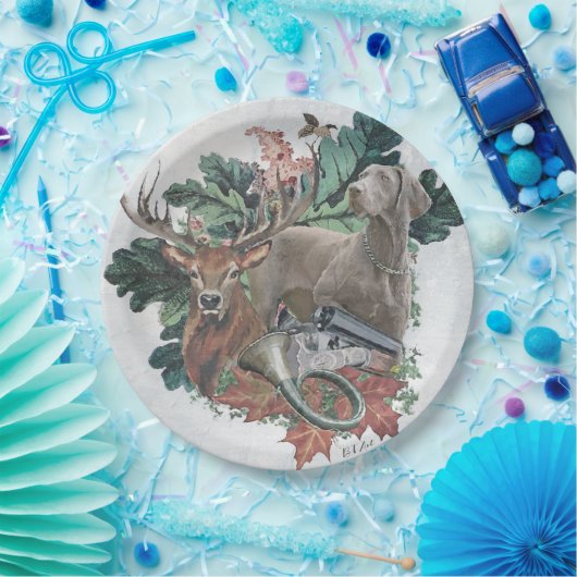 Jagen mit einem Weimaraner, "Grauer Geist" Pappteller (Party)