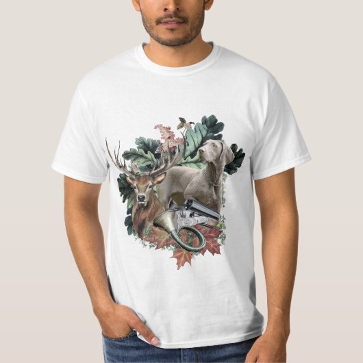 Jagen mit einem Weimaraner, "Grauer Geist" T-Shirt (Vorderseite)