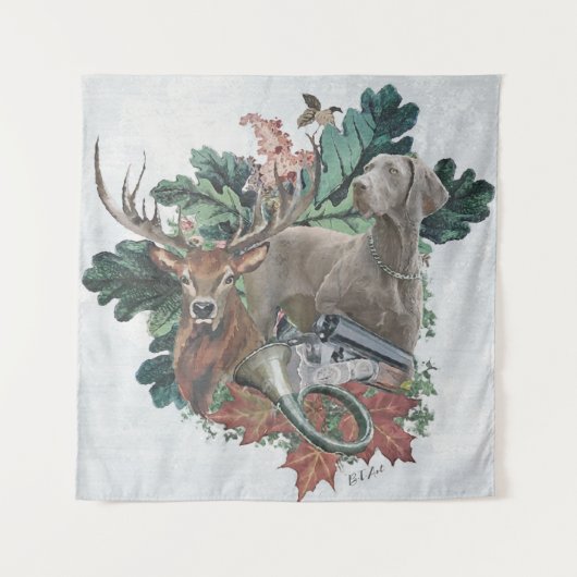 Jagen mit einem Weimaraner, "Grauer Geist" Wandteppich (Vorderseite)