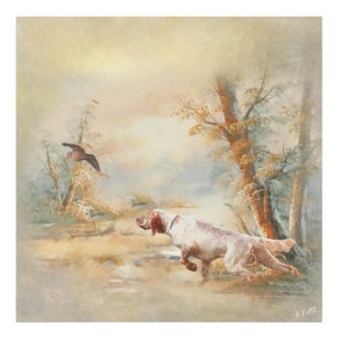 Jagen mit englischem Setter im Wald, Ar Fotodruck