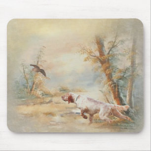 Jagen mit englischem Setter im Wald, Ar Mousepad