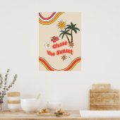 Jagen Sie den Sonnenuntergang Groovy Retro Poster (Küche)