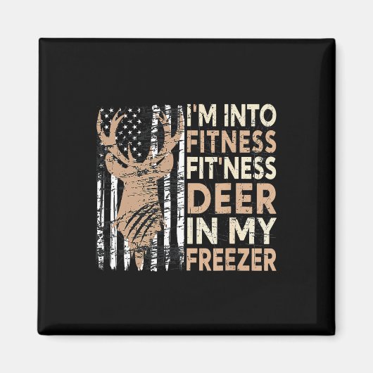 Jagen T-Shirt Ich bin in Fitness Deer Freezer Funn Magnet (Vorne)