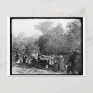 Jagen von Alligatoren, Fluss Tomoka, Florida 1880- Postkarte
