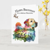 Jagen von Labrador Retriever für Großvater Karte (Gelbe Blume)