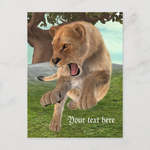 Jagende Löwin Postkarte