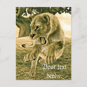 Jagende Löwin Postkarte