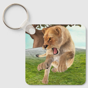 Jagende Löwin Schlüsselanhänger