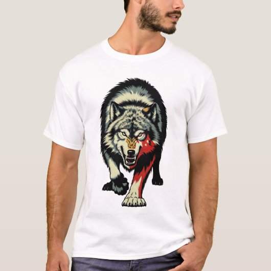 Jagender Wolf T-Shirt (Vorderseite)