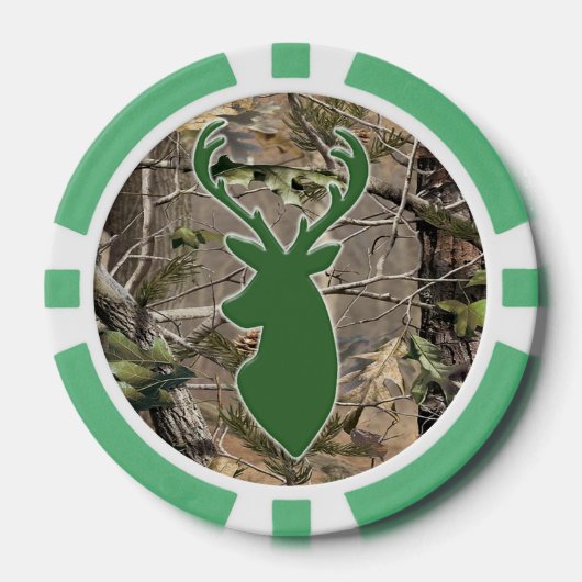 Jäger-Camouflage-Hirsch-Kopf-Poker-Chip Pokerchips (Vorderseite)