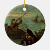 Jäger, die auf Enten (Öl, schießen auf Leinwand) Keramikornament (Hinten)